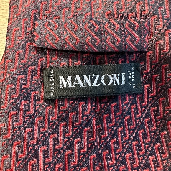 Manzoni Pure Silk Tie. Red & Black - Picture 2 of 4